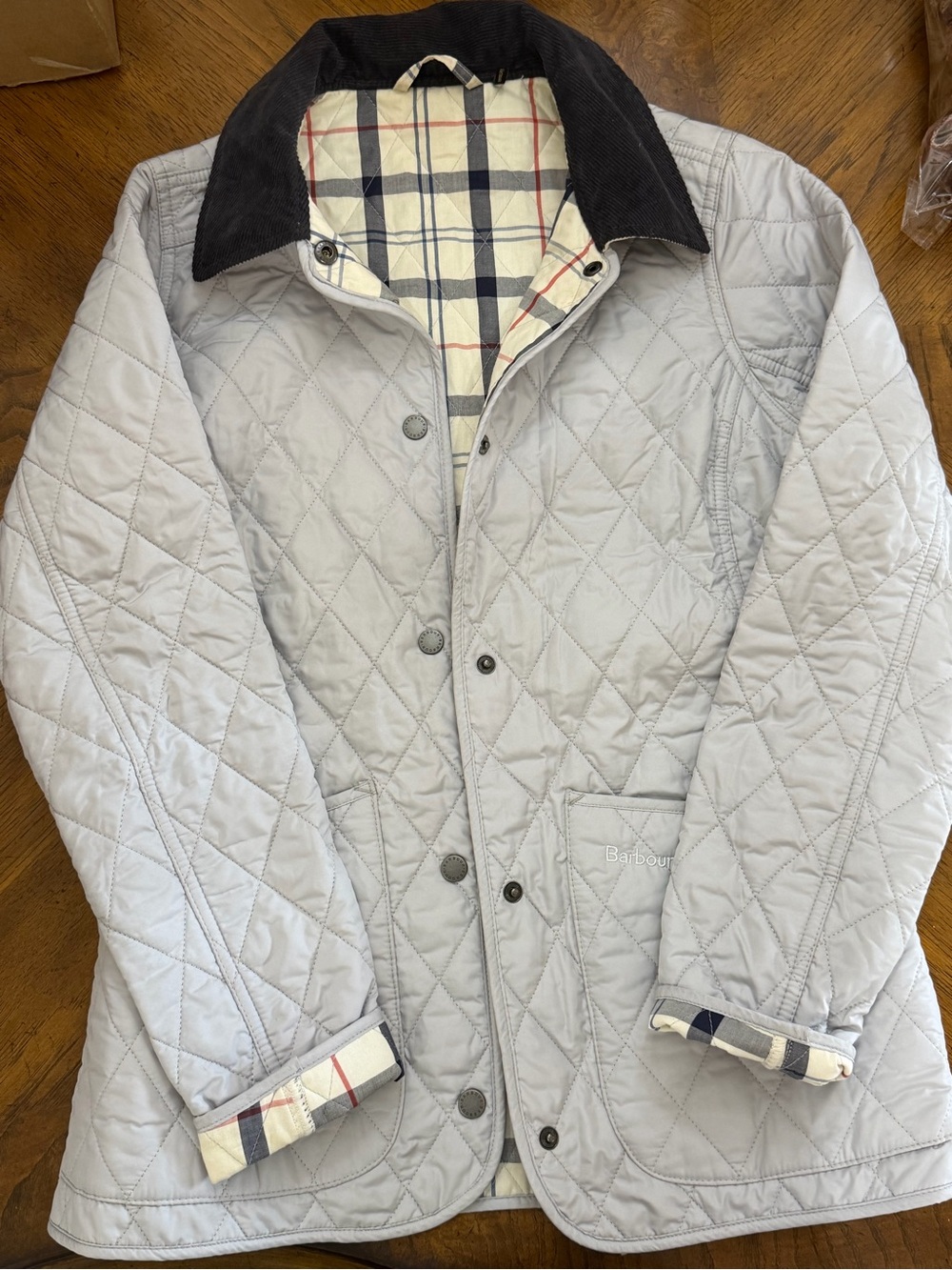 Barbour Summer Tartan Women’s Quilted Jacket US 4 UK 8 Corduroy Collar - Picture 2 of 10